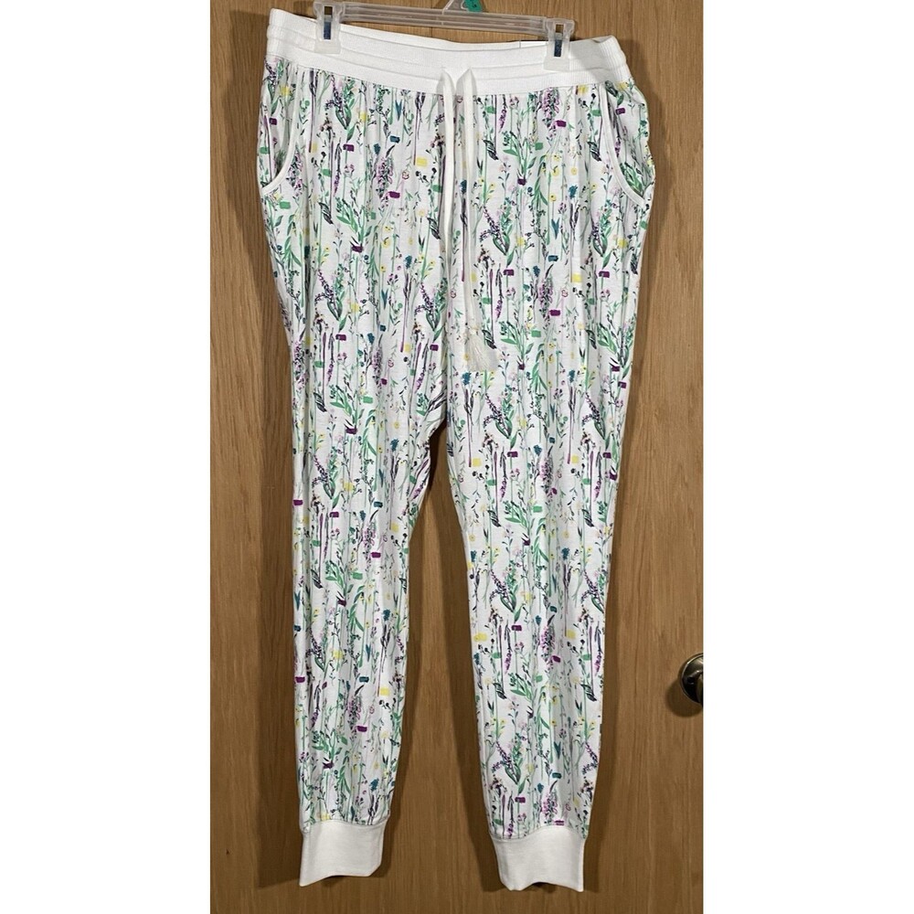 Natural Reflections Women’s L Pajama Pants Jogger Botanical Flora Drawstring NWT